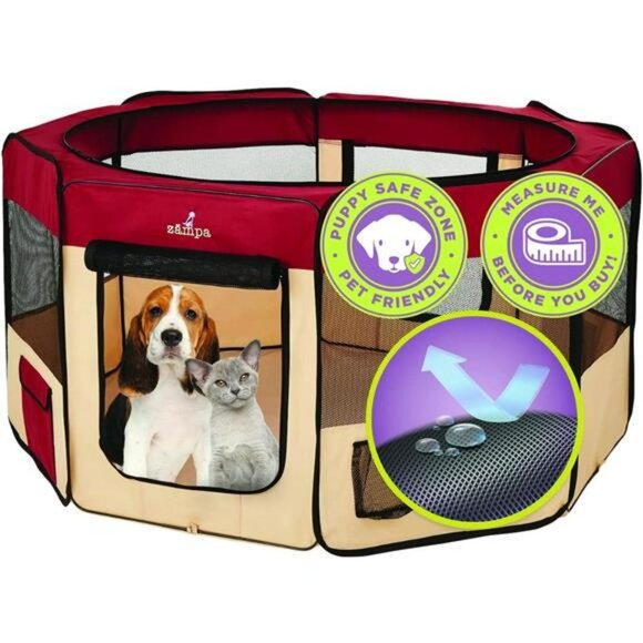Medium 45x45x24 Playpen for Dog and Cat, Foldable Carrying Case